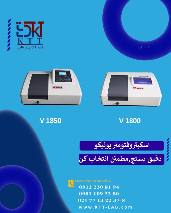 فروش اسپکتروفتومتر UNICO مدل 1800 و 1850 – عملکرد قابل اعتماد در آنالیز UV-Vis و Vis